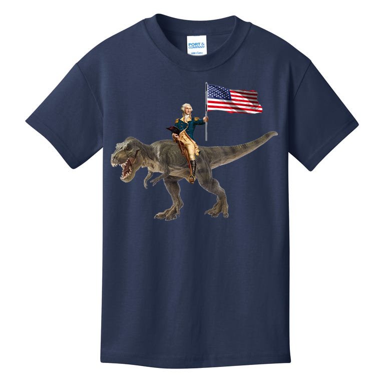 George Washington On A Dinosaur Kids T-Shirt