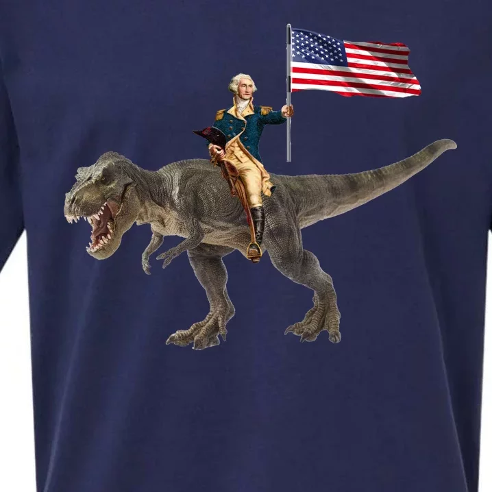 George Washington On A Dinosaur Sueded Cloud Jersey T-Shirt