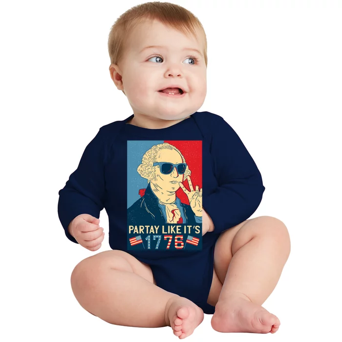 George Washington Party Like Its 1776 Baby Long Sleeve Bodysuit