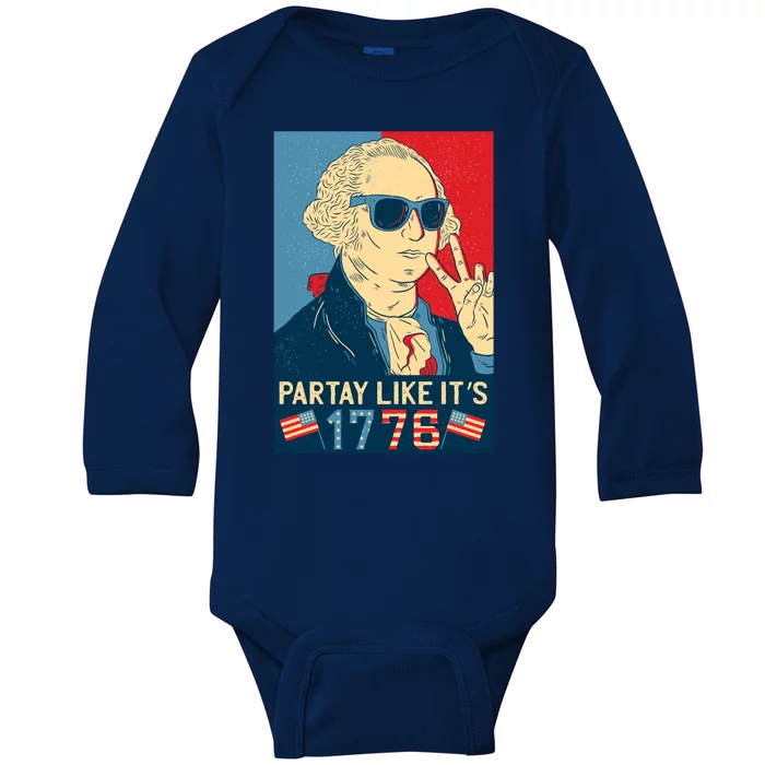 George Washington Party Like Its 1776 Baby Long Sleeve Bodysuit