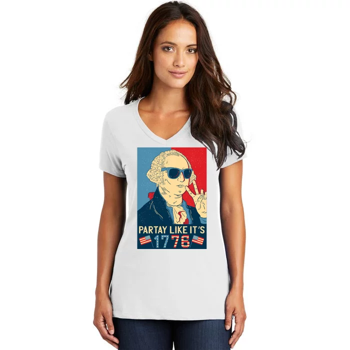 George Washington Party Like Its 1776 Women's V-Neck T-Shirt