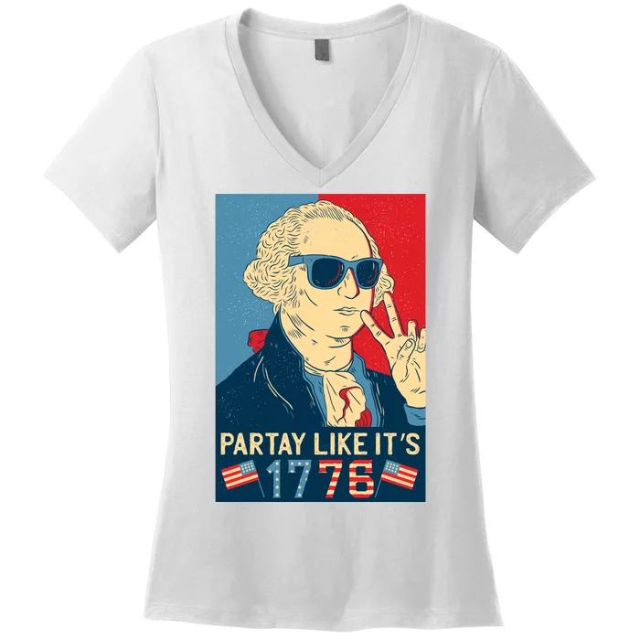 George Washington Party Like Its 1776 Women's V-Neck T-Shirt