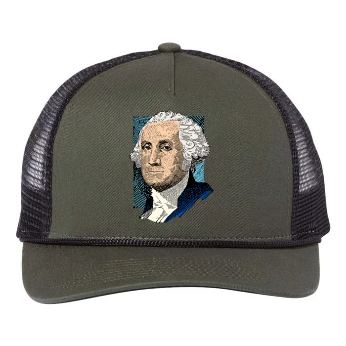 George Washington Portrait Retro Rope Trucker Hat Cap