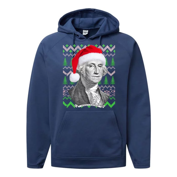 George Washington Ugly Christmas Sweater Performance Fleece Hoodie