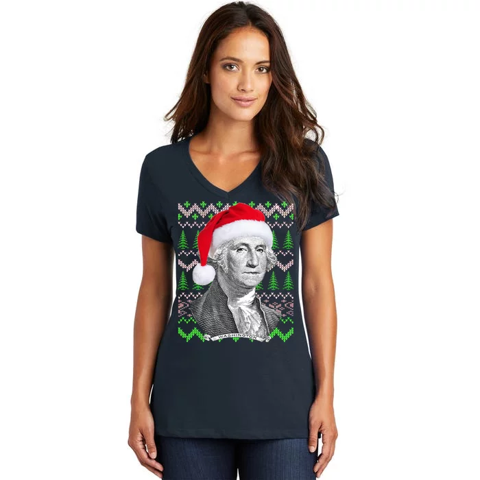 George Washington Ugly Christmas Sweater Women's V-Neck T-Shirt