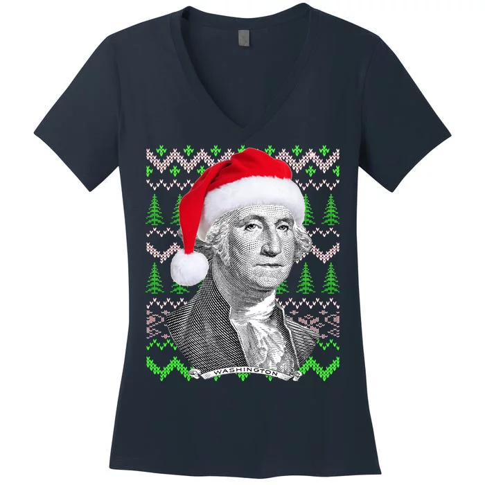 George Washington Ugly Christmas Sweater Women's V-Neck T-Shirt