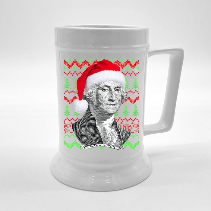 George Washington Ugly Christmas Sweater Front & Back Beer Stein