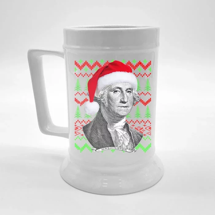 George Washington Ugly Christmas Sweater Front & Back Beer Stein