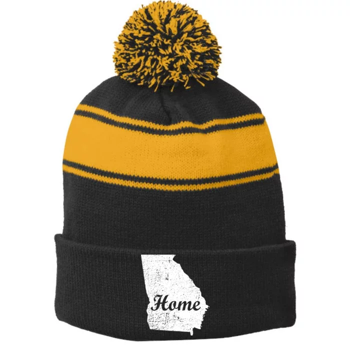 Georgia Home State Stripe Pom Pom Beanie