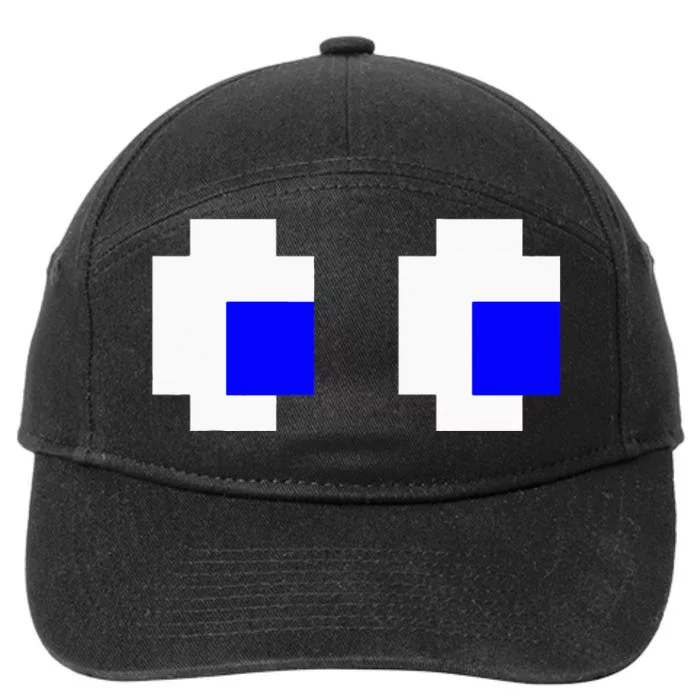 Ghost Eyes Pixel Arcade Video Game 8bit Matching Costume 7-Panel Snapback Hat