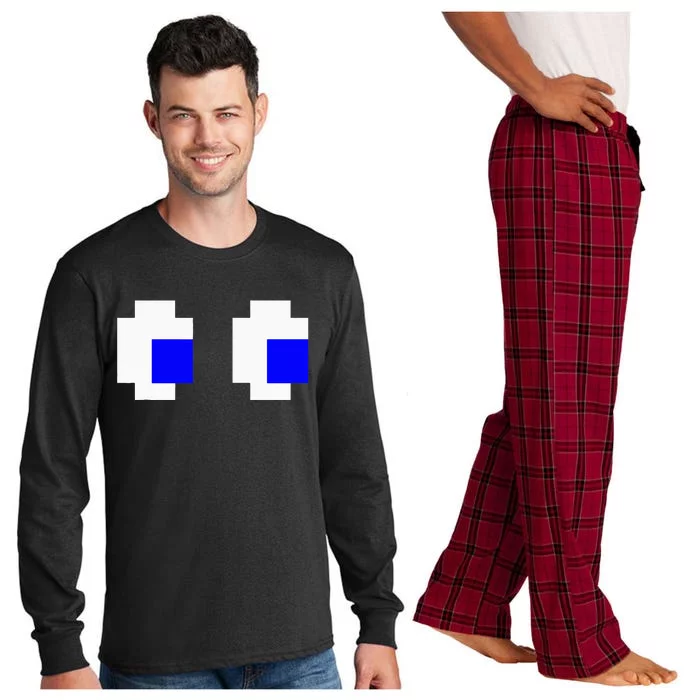 Ghost Eyes Pixel Arcade Video Game 8bit Matching Costume Long Sleeve Pajama Set