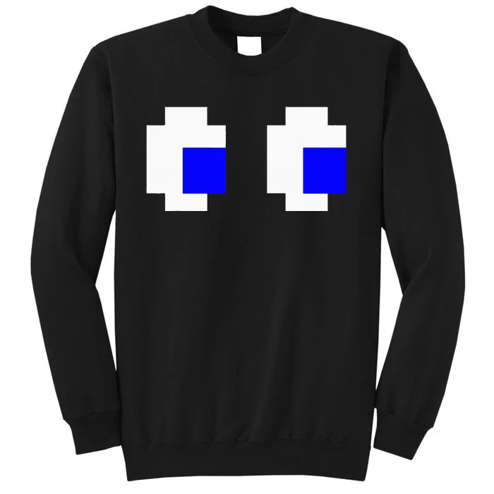 Ghost Eyes Pixel Arcade Video Game 8bit Matching Costume Tall Sweatshirt