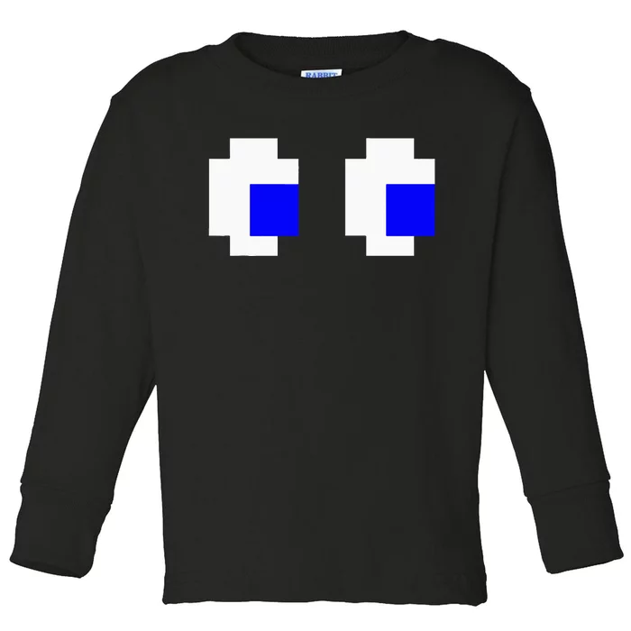 Ghost Eyes Pixel Arcade Video Game 8bit Matching Costume Toddler Long Sleeve Shirt