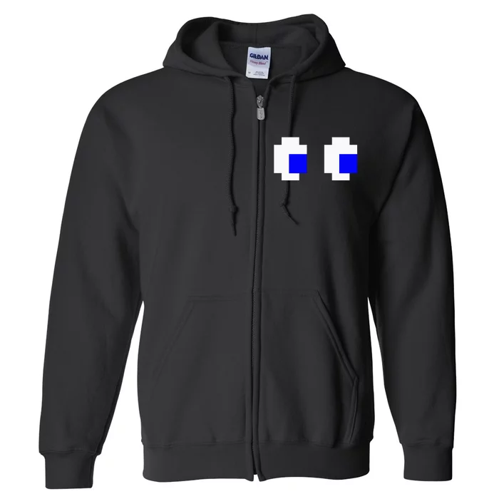 Ghost Eyes Pixel Arcade Video Game 8bit Matching Costume Full Zip Hoodie