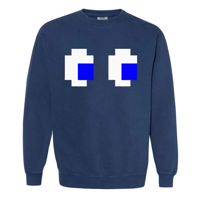 Ghost Eyes Pixel Arcade Video Game 8bit Matching Costume Garment-Dyed Sweatshirt