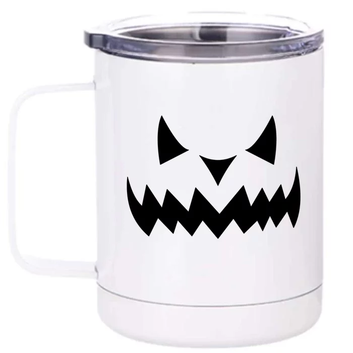 Grinning Evil Pumpkin Face Gift Front & Back 12oz Stainless Steel Tumbler Cup