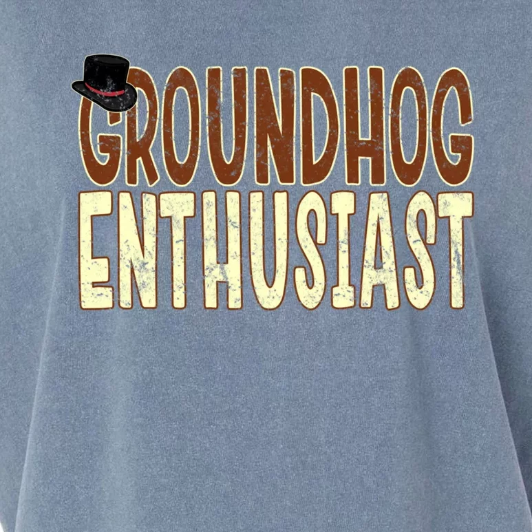 Groundhog Enthusiast Quote With Top Hat For Groundhog Love Cool Gift Garment-Dyed Women's Muscle Tee