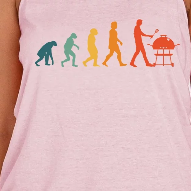 Grilling Evolution Retro Barbecue Party Bbq Gift Women's Knotted Racerback Tank