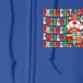 Groovy Emergency Room Nurse Christmas Gnome Er Nurse Cool Gift Full Zip Hoodie