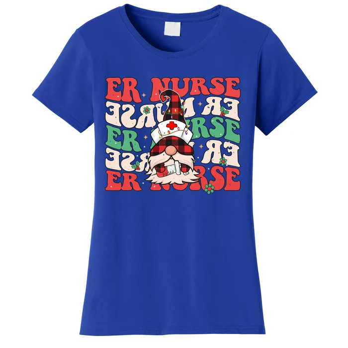 Groovy Emergency Room Nurse Christmas Gnome Or Er Nurse Cute Gift Women's T-Shirt