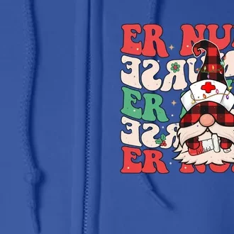 Groovy Emergency Room Nurse Christmas Gnome Or Er Nurse Cute Gift Full Zip Hoodie