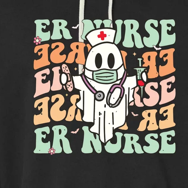 Groovy Emergency Room Nurse Funny Halloween Costume Er Nurse Garment-Dyed Fleece Hoodie