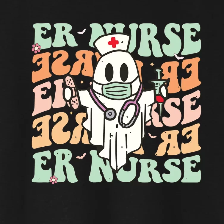 Groovy Emergency Room Nurse Funny Halloween Costume Er Nurse Women's Crop Top Tee