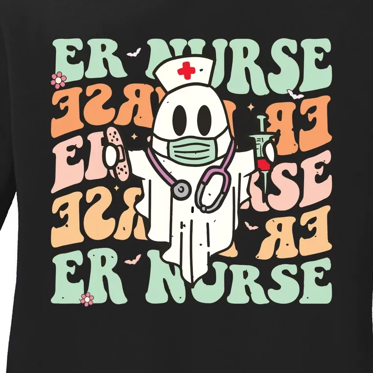 Groovy Emergency Room Nurse Funny Halloween Costume Er Nurse Ladies Long Sleeve Shirt