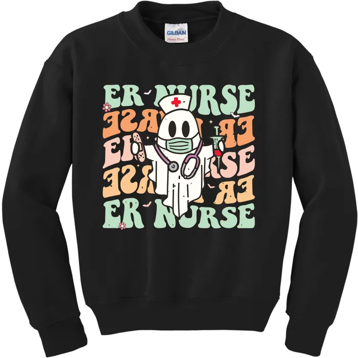 Groovy Emergency Room Nurse Funny Halloween Costume Er Nurse Kids Sweatshirt