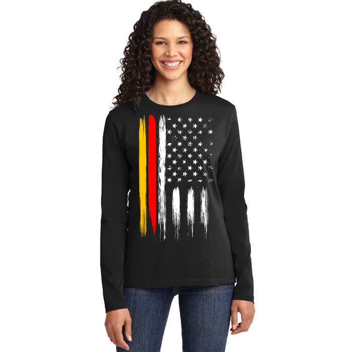 German American Oktoberfest Flag Ladies Long Sleeve Shirt