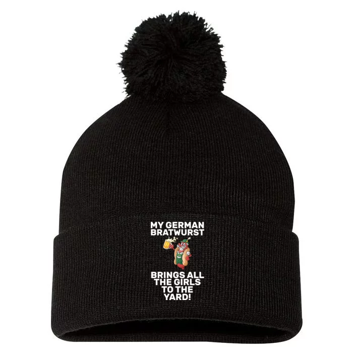 German Bratwurst Brings Girls To The Yard Pom Pom 12in Knit Beanie