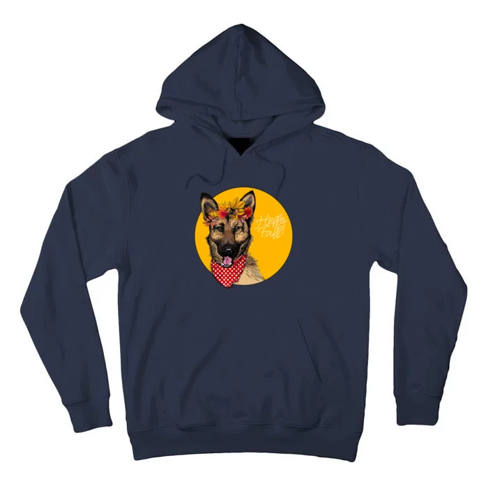 German Shepherd Dog Autumn Leaves Crown Hello Fall Tall Hoodie