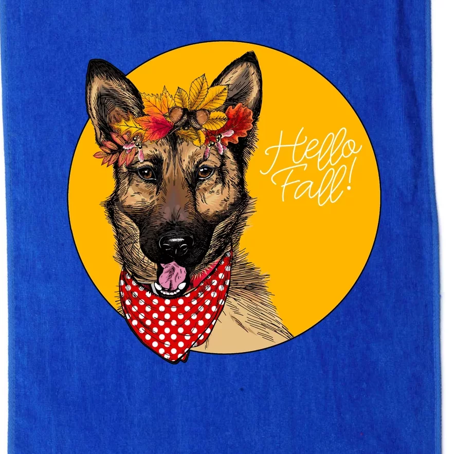 German Shepherd Dog Autumn Leaves Crown Hello Fall Platinum Collection Golf Towel