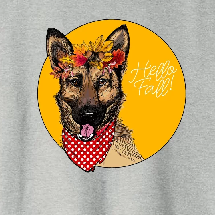 German Shepherd Dog Autumn Leaves Crown Hello Fall Women's Crop Top Tee