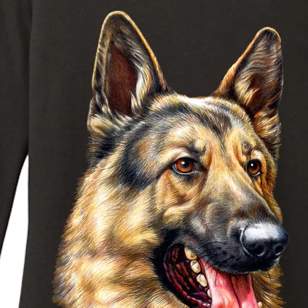 German Shepherd Face Womens CVC Long Sleeve Shirt