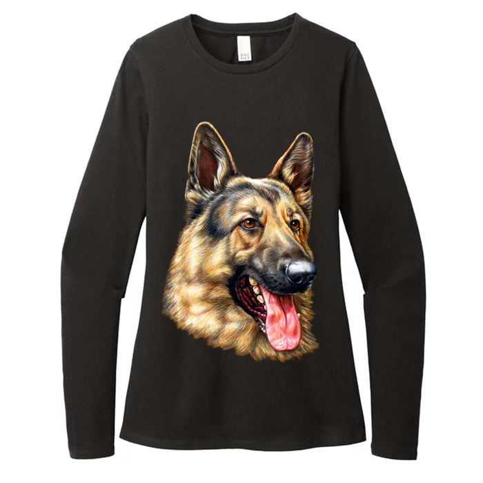 German Shepherd Face Womens CVC Long Sleeve Shirt