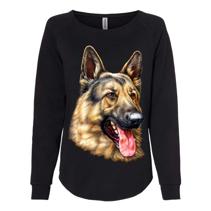 German Shepherd Face Womens California Wash Sweatshirt