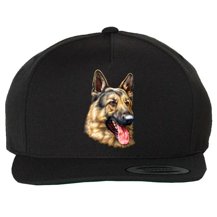 German Shepherd Face Wool Snapback Cap