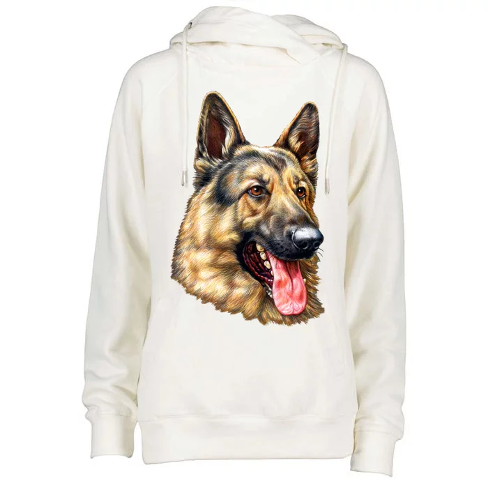 German Shepherd Face Womens Funnel Neck Pullover Hood