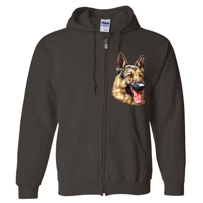 German Shepherd Face Full Zip Hoodie