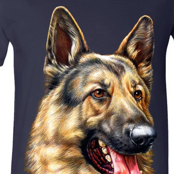 German Shepherd Face V-Neck T-Shirt