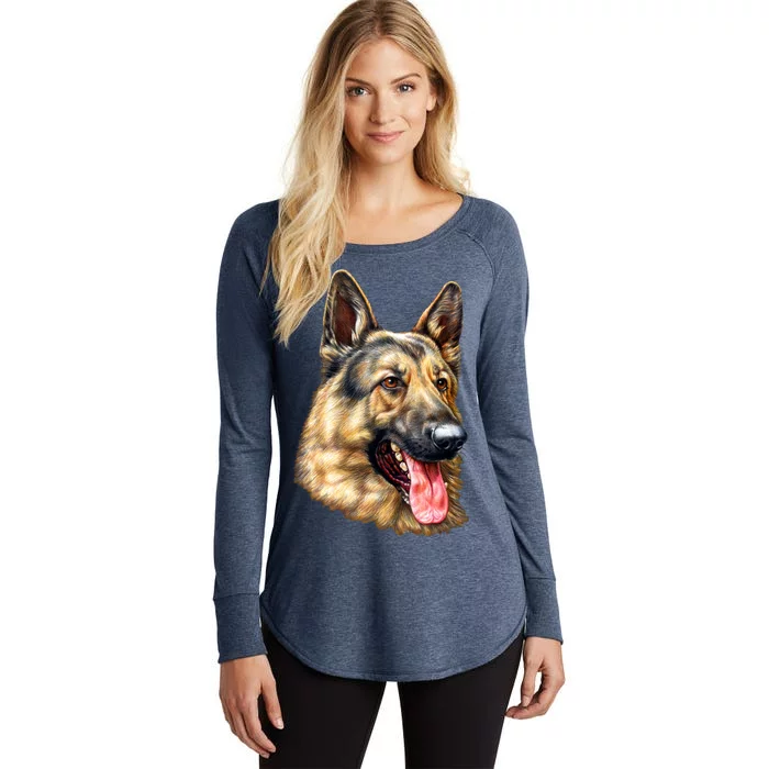 German Shepherd Face Women's Perfect Tri Tunic Long Sleeve Shirt