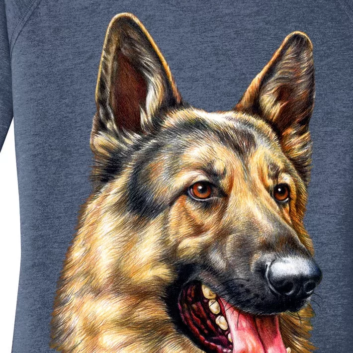 German Shepherd Face Women's Perfect Tri Tunic Long Sleeve Shirt