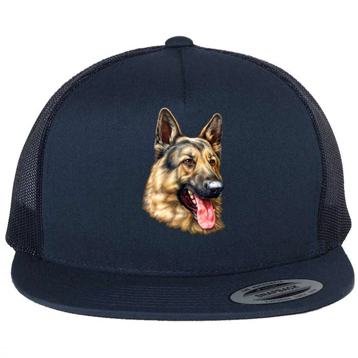 German Shepherd Face Flat Bill Trucker Hat