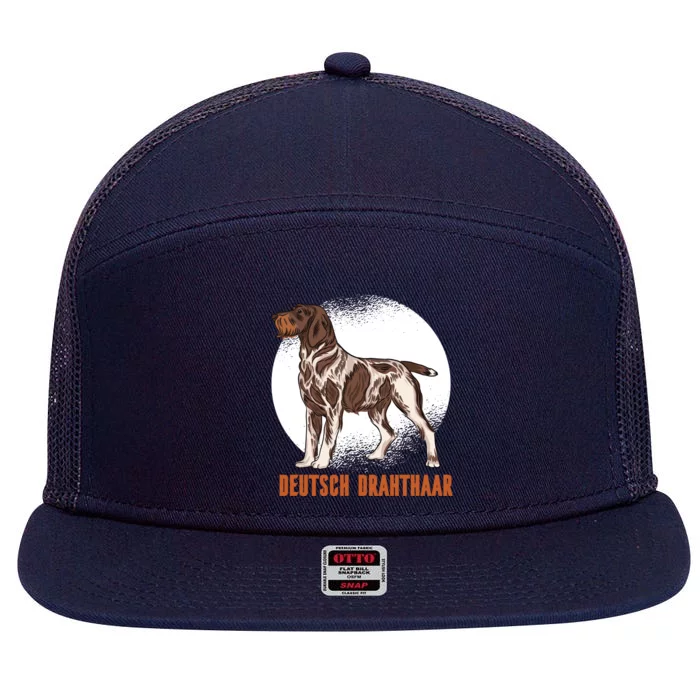 German Wirehaired Pointer Dog 7 Panel Mesh Trucker Snapback Hat