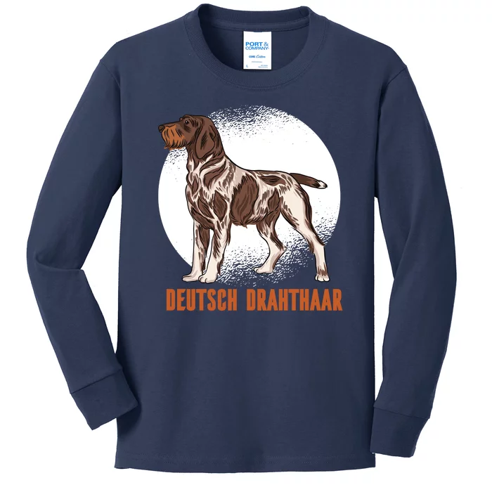 German Wirehaired Pointer Dog Kids Long Sleeve Shirt