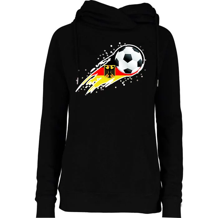 Germany Soccer Insignia Brush Strokes Womens Funnel Neck Pullover Hood