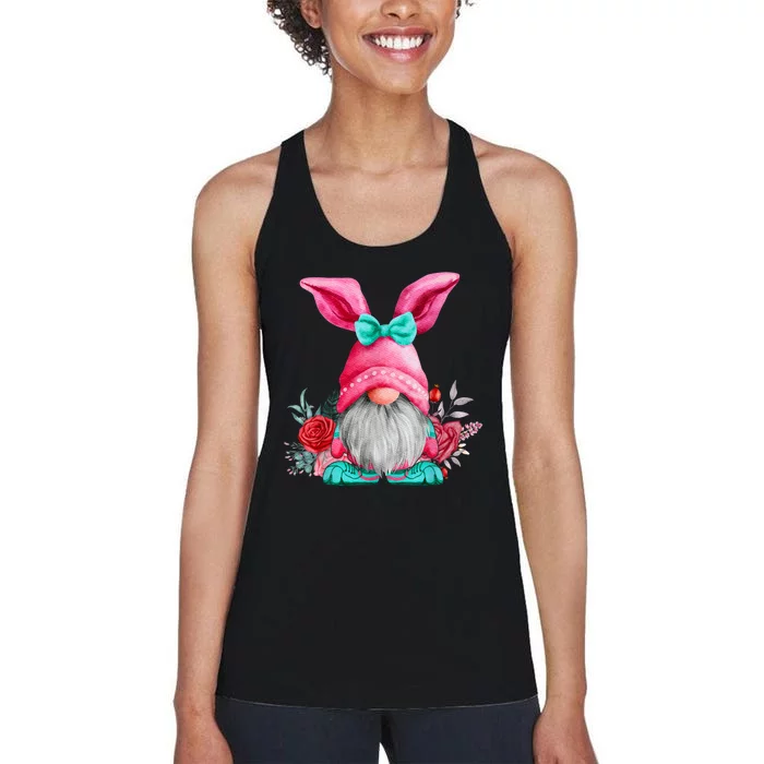 Gnome Easter Spring Gnomes Egg Hunting Women's Racerback Tank