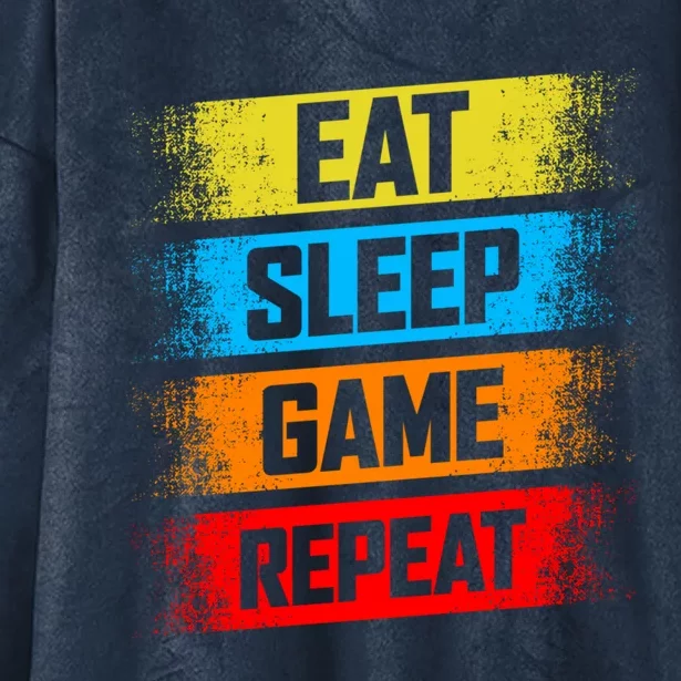 Gaming Eat Sleep Game Repeat Teen Adults Gift Hooded Wearable Blanket