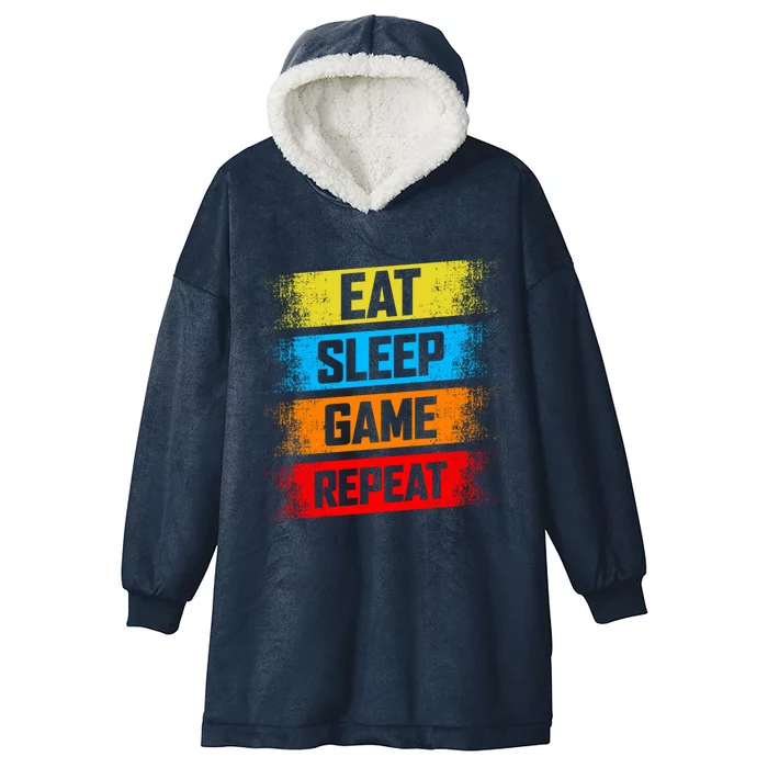 Gaming Eat Sleep Game Repeat Teen Adults Gift Hooded Wearable Blanket